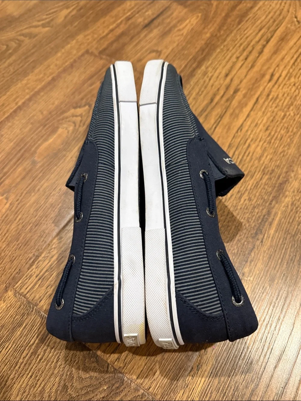 Nautica Men’s Navy Slip-On Canvas Boat Sneakers with White Sole
